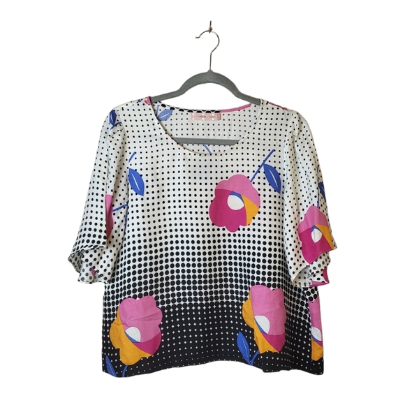 Traffic People Pop Floral Dot Boxy Blouse - Picture 1 of 6